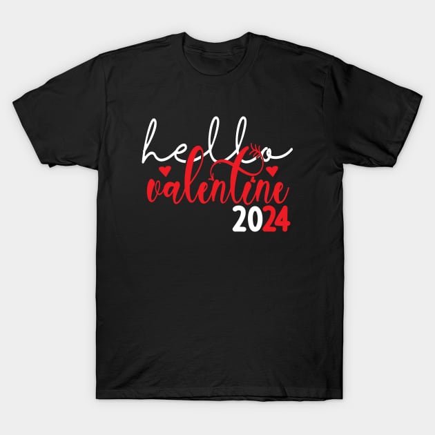 Hello Valentine Day 2024 Valentine Graphic Designs Heart T-Shirt by DesignHND